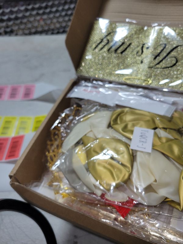 Photo 1 of 17th Birthday Decorations for Girls, Champagne Gold Happy 17 Year Old Gifts for Girls, 17 Sash and Crown, Banner, Fringe Curtains, Hanging Paper Fans, 17th Birthday Party Decorations