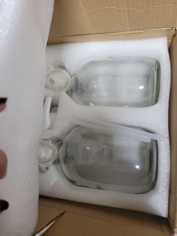 Photo 1 of 2 Pcs Glass Liquid Laundry Detergent Dispenser, Half Gallon Laundry Soap Dispenser for Laundry Room (64 oz. Each), Laundry Detergent Bottles with Pump Dispenser -Includes Labels, Funnel, Measuring Cup