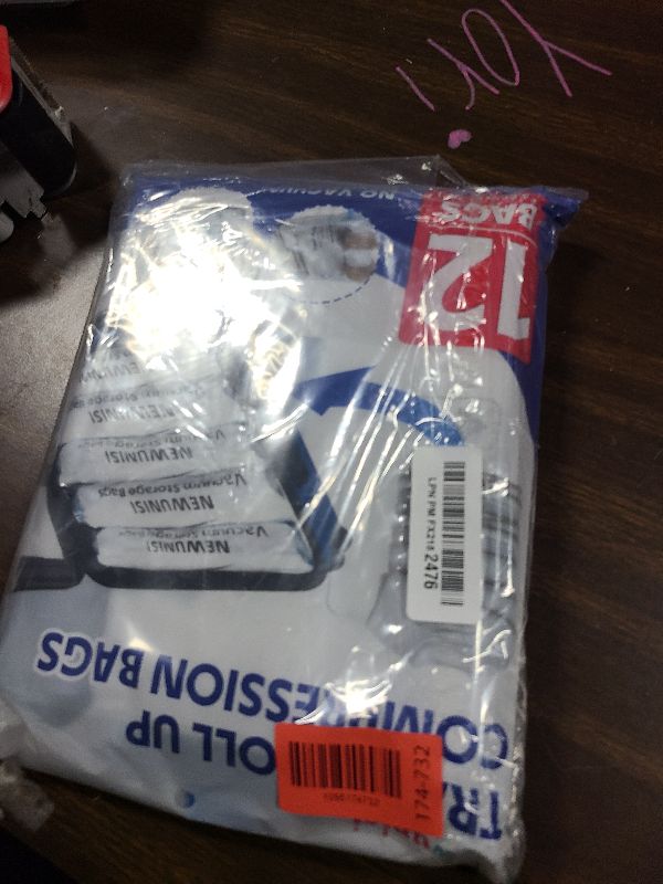 Photo 1 of 12 Pack Vacuum Storage Bags, Compression Bags for Travel, Roll Up Reusable Travel Space Saver for Luggage, Camping, and Storage (No Vacuum or Pump Needed).