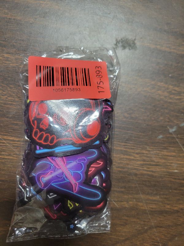 Photo 1 of 120PCS Neon Rock and Roll Stickers Rock and Roll Party Favors Birthday Party Decorations Vinyl Waterproof Stickers for Water Bottle Laptop Luggage Helmet