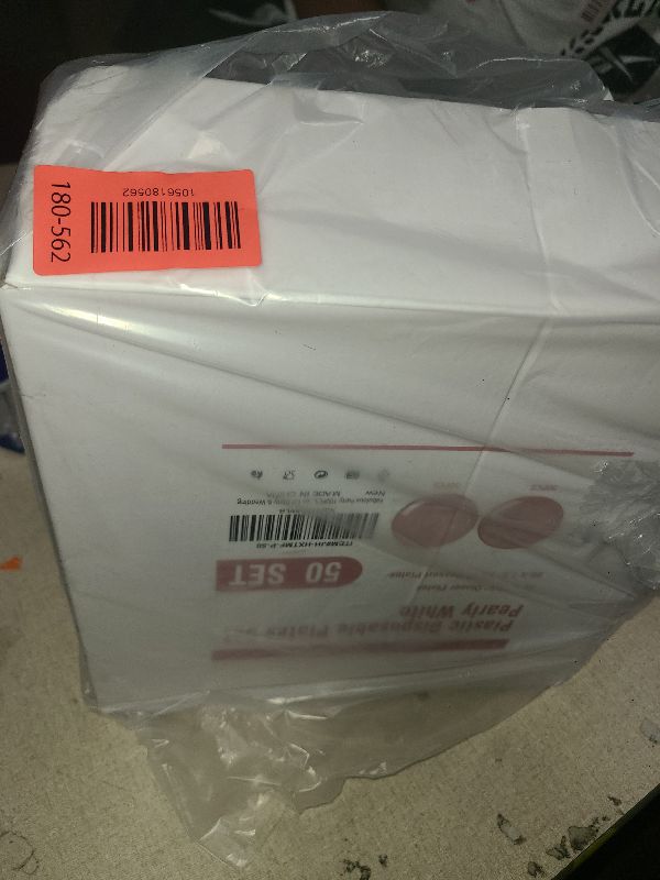 Photo 1 of 100PCS Pink Plastic Plates-Crystal Design Pink Disposable Plates with Gold Rim, Fancy Disposable Plates Include 50 Dinner Plates, 50 Dessert/Salad Plates for Party & Wedding