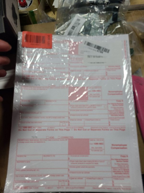 Photo 1 of 1099 NEC Forms 2025 4 Part Tax Forms Kit of Laser Forms, Compatible with QuickBooks and Accounting, 25 Pack, Software and Envelopes NOT Included, Made in The USA