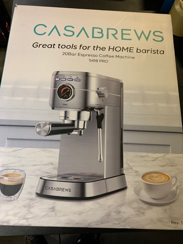 Photo 1 of CASABREWS 5418 PRO Espresso Machine 20 Bar, Upgraded Espresso Maker with Powerful Steam Milk Frother, Stainless Steel Coffee Machine with Fast Heating System for Cappuccino, Latte, Silver
