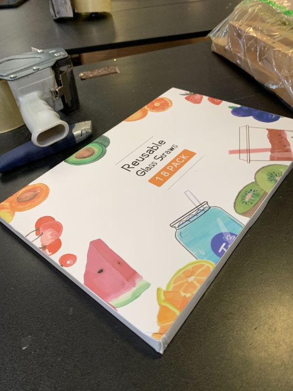 Photo 1 of [22 Pcs] Clear Glass Straws Shatter Resistant - Size 9"x10mm,6"x10mm Including 9 Straight and 9 Bent Reusable Drinking Straws with 4 Cleaning Brush for Cocktail,Coffee,Juice,Tea