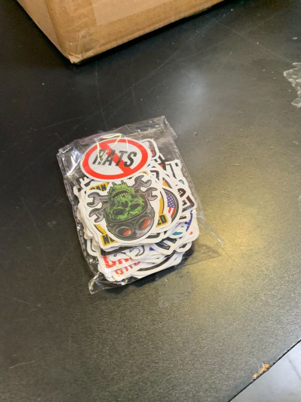 Photo 1 of 100pcs Funny Hard Hat Stickers (Dirty) for Adult Tool Box, Helmet, Prank Meme Vinyl and Waterproof Decals for Mechanics, Electricians, Union, Oilfield, Military, Construction, Welders