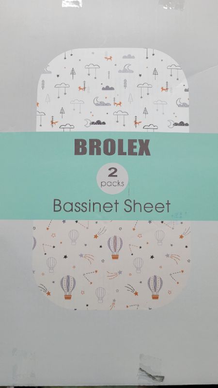 Photo 1 of Stretch Fitted Bassinet Sheet Set BROLEX 2 Pack Cradle Sheets for Bassinet Pad/Mattress,Unisex Boys Girls,Ultra Soft, Cloudy Night, 