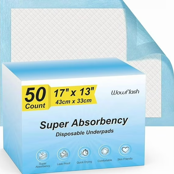Photo 1 of 50 Count 22” x 22” Super Absorbency Disposable Underpads, Leakproof Quick Drying Disposable Pads for Baby, Puppy and Adults, Puppy Pads, Cat Pee Pads for Dogs, Potty Puppy Training Pads
