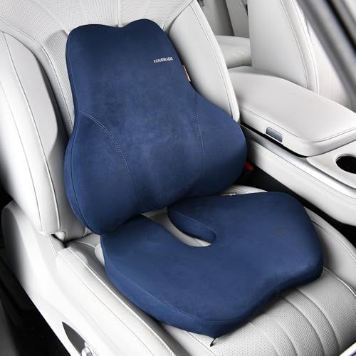 Photo 1 of Coverado Memory Foam Car Seat Cushion and Lumbar Support Pillow for Car, Ergonomic Office Chair Cushion for Lower Back Pain Relief, Breathable 
