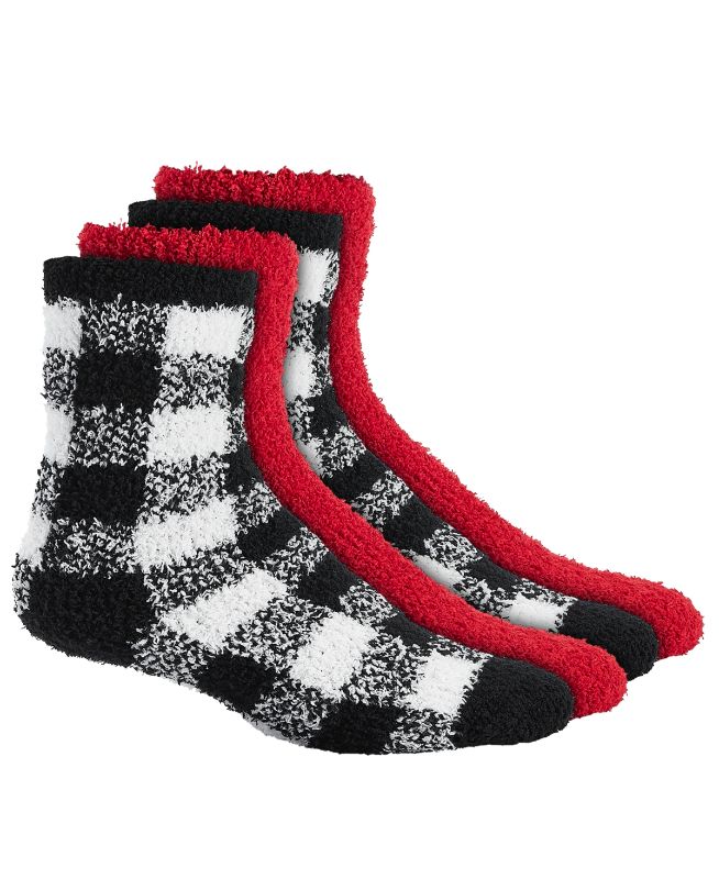 Photo 1 of Charter Club Women's 2 Pack Fuzzy Butter Socks - Buffalo Check White - Size 9-11