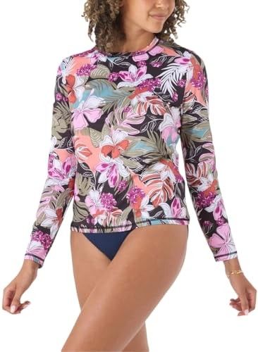 Photo 1 of Roxy Women's Lightweight Long Sleeve Sun Protection Tee - Pink Floral - Size Medium