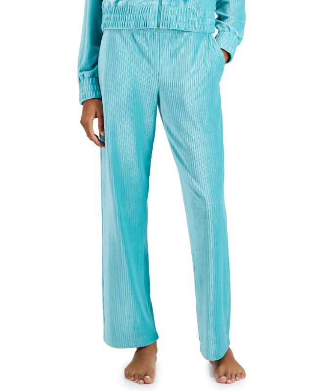 Photo 1 of Jenni Women's Ribbed Velour Pants - Blue Turquoise - Size X-Large 