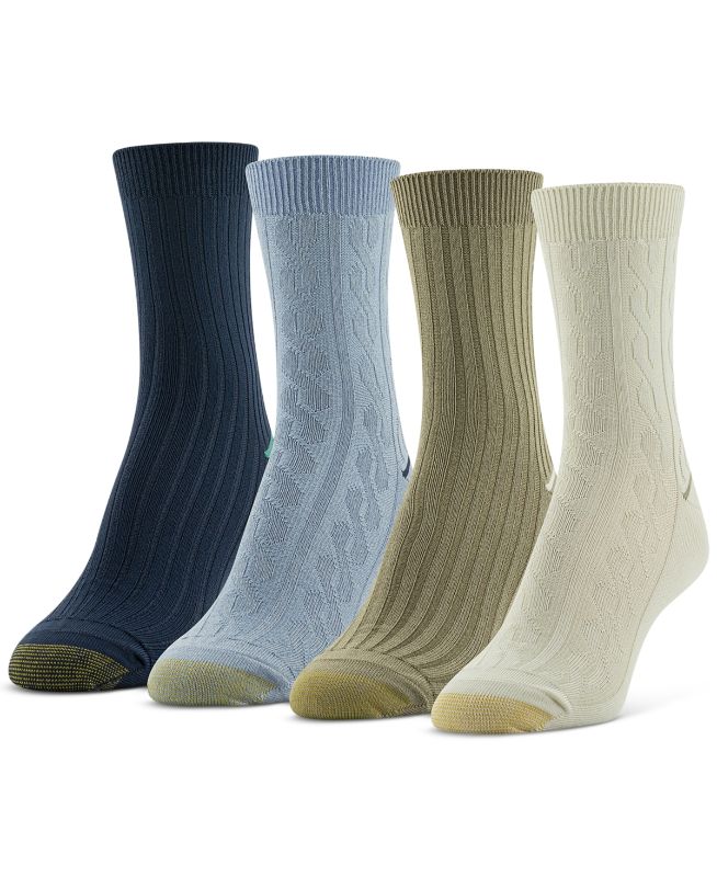 Photo 1 of Gold Toe Women's 4-Pack. Heel Stripe Cable MIDI Socks - Assorted