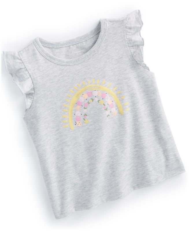 Photo 1 of First Impressions Baby Girls Rainbow Sun Graphic T-Shirt - Slate Heather - Size 3-6 Months