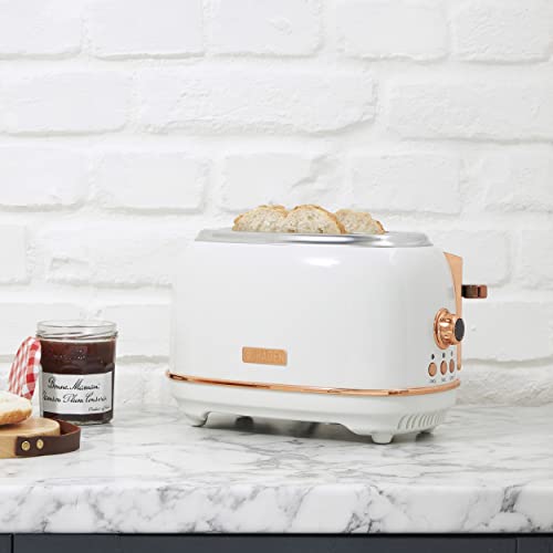 Photo 1 of Heritage 900-Watt 2-Slice Wide Slot Ivory and Copper Retro Toaster with Removable Crumb Tray and Adjustable Settings