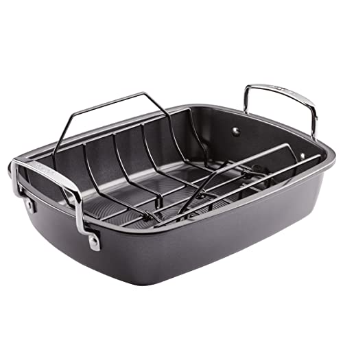 Photo 1 of Circulon 17"x13" Ultra-Lasting Nonstick Roasting Pan with Easy Serve Rack - Black