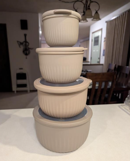 Photo 1 of Art & Cook 8-Pc. Round Nesting Bowl Set with Lids - Beige 