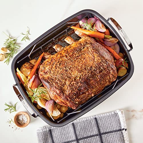 Photo 1 of Circulon 17"x13" Ultra-Lasting Nonstick Roasting Pan with Easy Serve Rack - Black