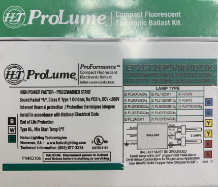 Photo 1 of Halco 52106 - EP2CF26PS/MV/DC/K Compact Fluorescent Ballast