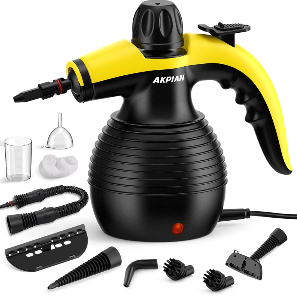 Photo 1 of Handheld Steam Cleaner,AKPIAN Steamer for Cleaning, Multipurpose Portable Steam Cleaners for Home Use with Safety Lock and 10 Accessory Kit to Remove Grime, Grease, and More, Save Time and Effort
