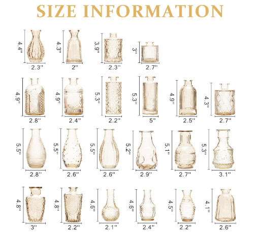 Photo 1 of 22 Pack Bud Vase in Bulk - BEAHOT Gold Flower Vases for Wedding Decorations, Glass Vase for Table Decorations, Small Vase for Home, Mother's Day, Centerpieces, Party, Office (Gold)