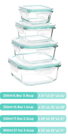 Photo 1 of Vtopmart 4 Pack Glass Food Storage Containers, Meal Prep, Airtight Bento Boxes with Leak Proof Locking Lids