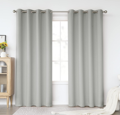 Photo 1 of KEQIAOSUOCAI Light Gray Blackout Curtains 84 Inches Long for Living Room - Grommet Room Darkening Thermal Insulated Light Grey Curtain Drapes for Bedroom, Grey, 2 Panels Sets, 50W x 90L