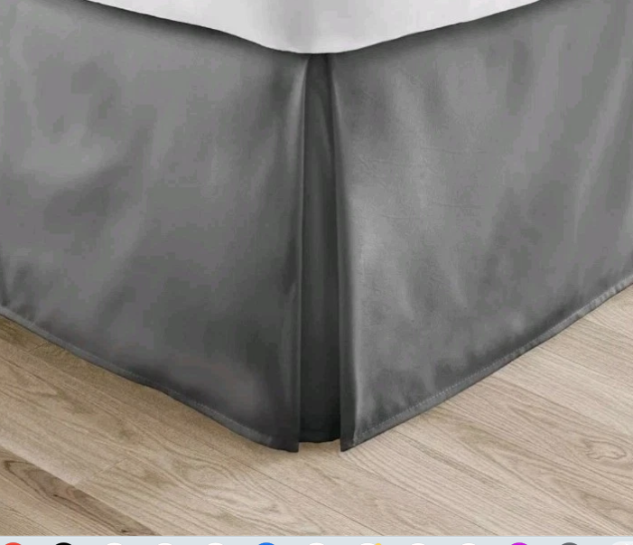 Photo 1 of Premium Queen Bed Skirt Dust Ruffle Easy Fit Gray 60W x 80L 14" Drop Box Pleated Corners