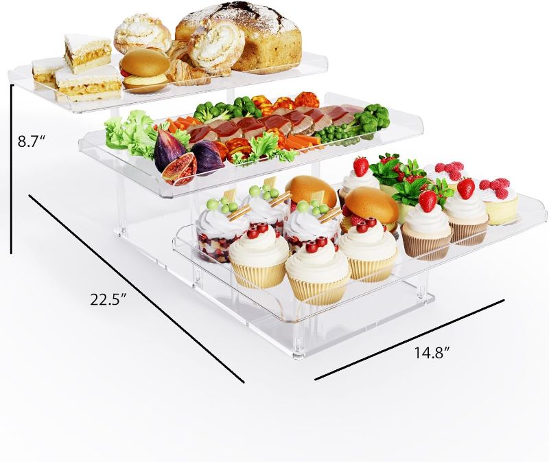 Photo 1 of Bakzon Upgraded Dessert Table Display Set, Acrylic Cupcake Buffet Dessert Risers Stands, Tier Serving Trays Holder for Weddings Baby Shower Tea Party