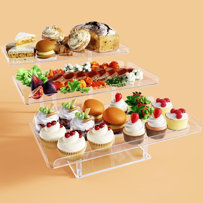 Photo 1 of Bakzon Upgraded Dessert Table Display Set, Acrylic Cupcake Buffet Dessert Risers Stands, Tier Serving Trays Holder for Weddings Baby Shower Tea Party