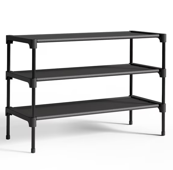 Photo 1 of Kitsure 3-Tier Shoe Rack, Shoe Organizer for Closet, Entryway, Garage or Hallway, 11.5" x 27.2" x 18.3", Black