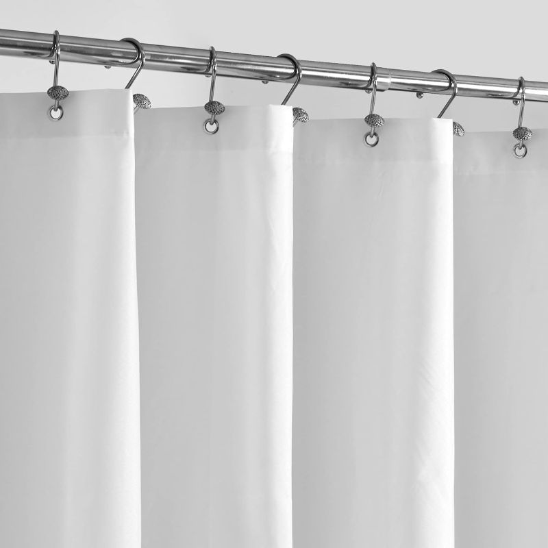 Photo 1 of ALYVIA SPRING Extra Long Fabric Shower Curtain Liner Waterproof - 72" x 84", Soft & Lightweight XL Shower Curtain with Magnets, Machine Washable - 72x84, White