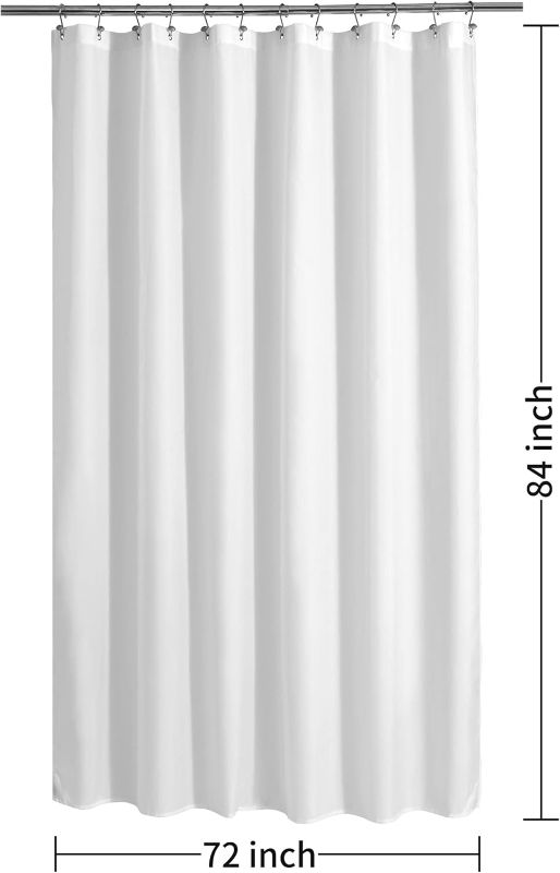 Photo 1 of ALYVIA SPRING Extra Long Fabric Shower Curtain Liner Waterproof - 72" x 84", Soft & Lightweight XL Shower Curtain with Magnets, Machine Washable - 72x84, White