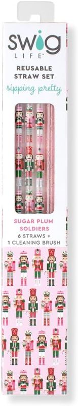 Photo 1 of Swig Life Reusable Straws Nutcracker Sugar Plum Soldiers Tall Straw Set & Cleaning Brush, Each Straw is 10.25 inch Long (Fits Swig Life 20oz, 22oz, and 32oz Tumblers)