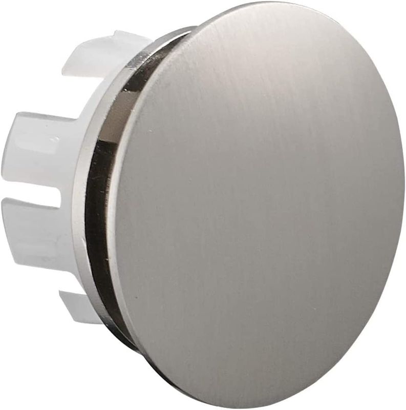 Photo 1 of BWE Sink Basin Trim Overflow Cover Brass Insert in Hole Round Caps Brushed Nickel Finish