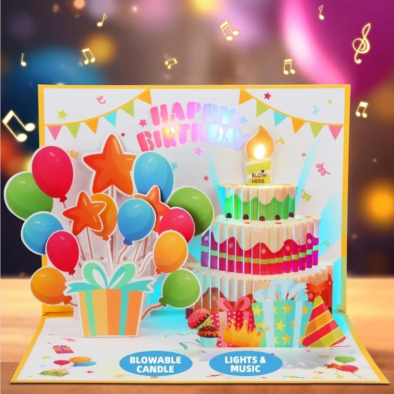 Photo 1 of WUJUN Birthday Card 3D Musical Pop Up Card With Lights