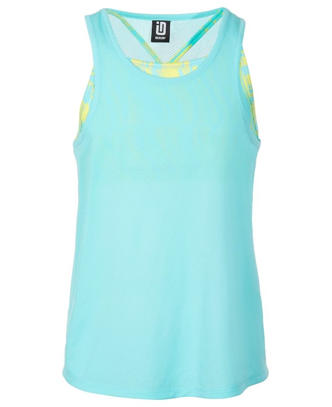 Photo 1 of ID Ideology Big Girls Breezy Knit Waves Layered-Look Tank Top - Ocean Sigh - Size Small