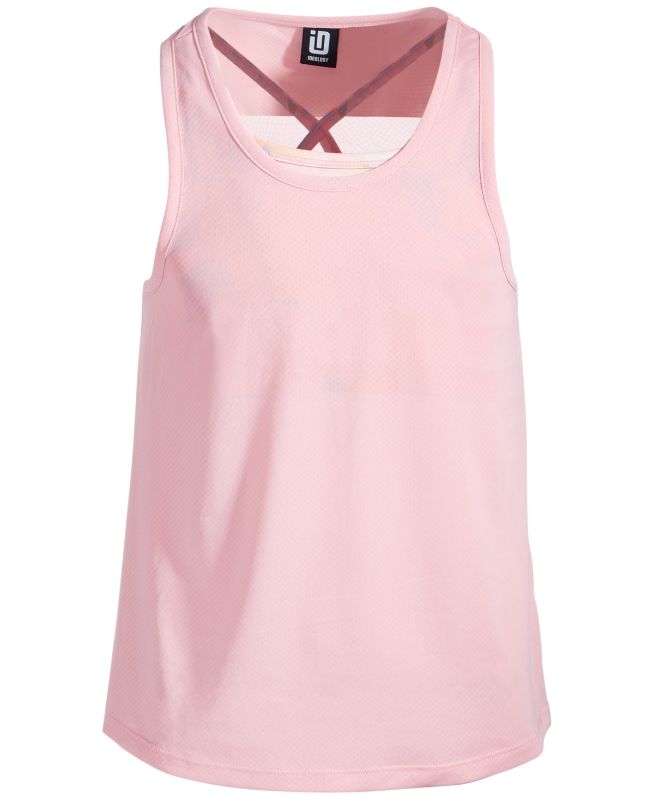 Photo 1 of ID Ideology Big Girls Mesh Layered-Look Mesh Tank Top - Pink Icing - Size Small