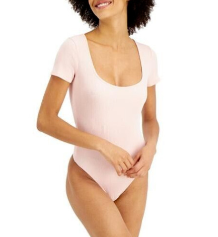 Photo 1 of Jenni Women's Square Neck Ribbed Bodysuit - Peach Skin - 3X-Large