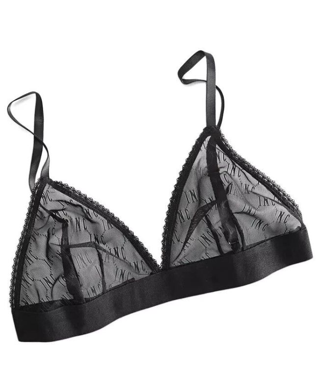 Photo 1 of INC International Concepts Women's Monogram Bralette - Deep Black Logo - Size Large