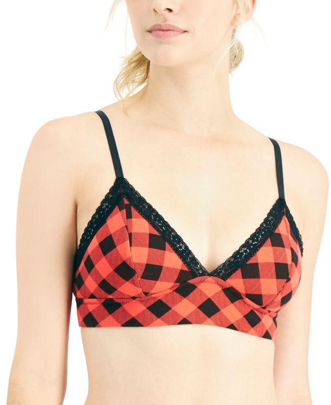 Photo 1 of Jenni on Repeat Women's Wide Lace Bralette - Buffalo Check - Size Large