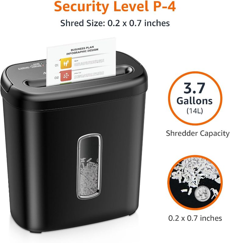 Photo 1 of Amazon Basics 8-Sheet High Security Cross Cut Paper and Credit Card Shredder with P-4 Security, Auto Shut-off, Black