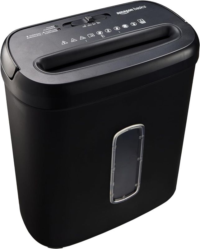 Photo 1 of Amazon Basics 8-Sheet High Security Cross Cut Paper and Credit Card Shredder with P-4 Security, Auto Shut-off, Black