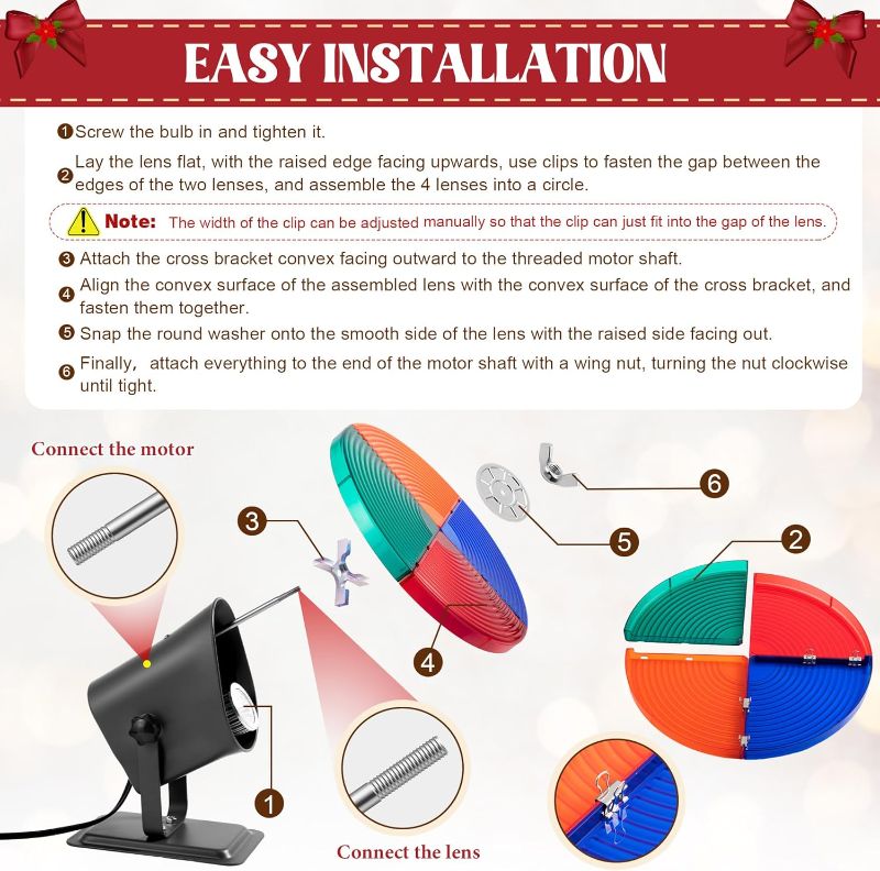 Photo 1 of Christmas Tree Color Wheel with E27 LED Light, Rotating 4 Color Wheel for Aluminum Christmas Tree, UL Certification Vintage Rotating Wheels for Silver Tinsel Xmas Trees(Classical)