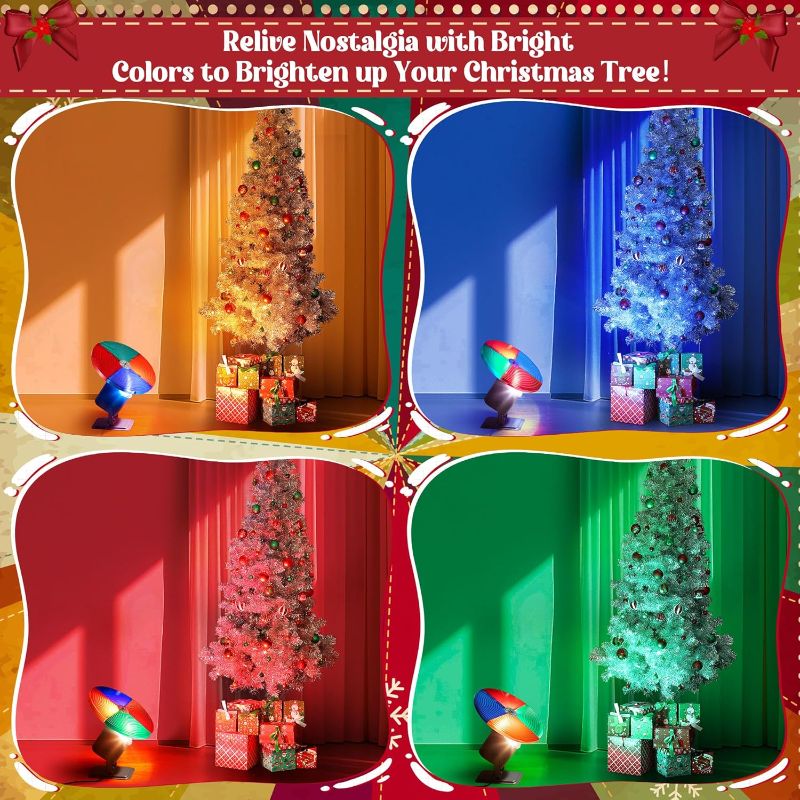 Photo 1 of Christmas Tree Color Wheel with E27 LED Light, Rotating 4 Color Wheel for Aluminum Christmas Tree, UL Certification Vintage Rotating Wheels for Silver Tinsel Xmas Trees(Classical)
