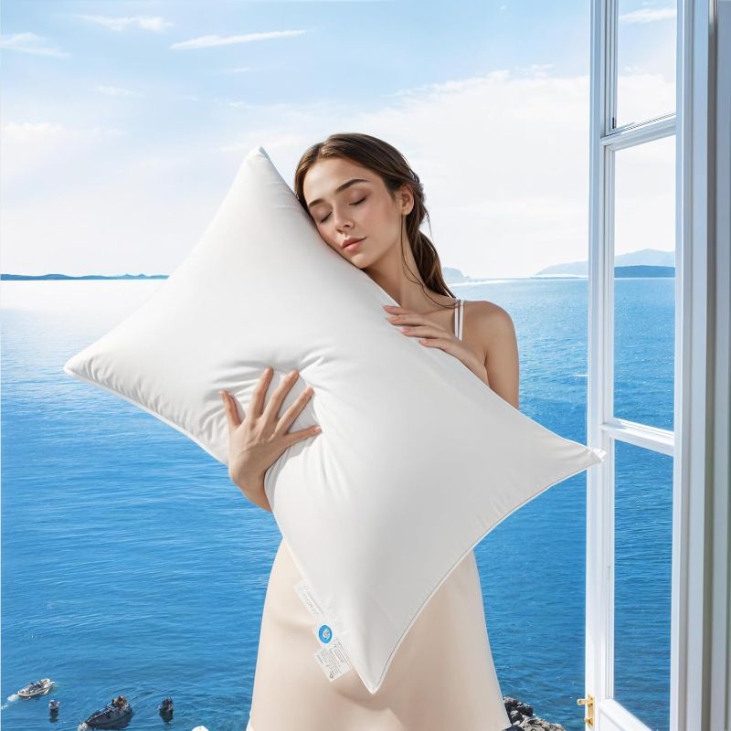 Photo 1 of Canadian Luxury Goose Down Pillow Queen Size - 900 Fill Power, 100% Cotton with Teflon Shell- Ultra Comfort Sleep Pillows - Bed Pillows for Back, Stomach, Side Sleeper(White,Queen(Pack of 1))