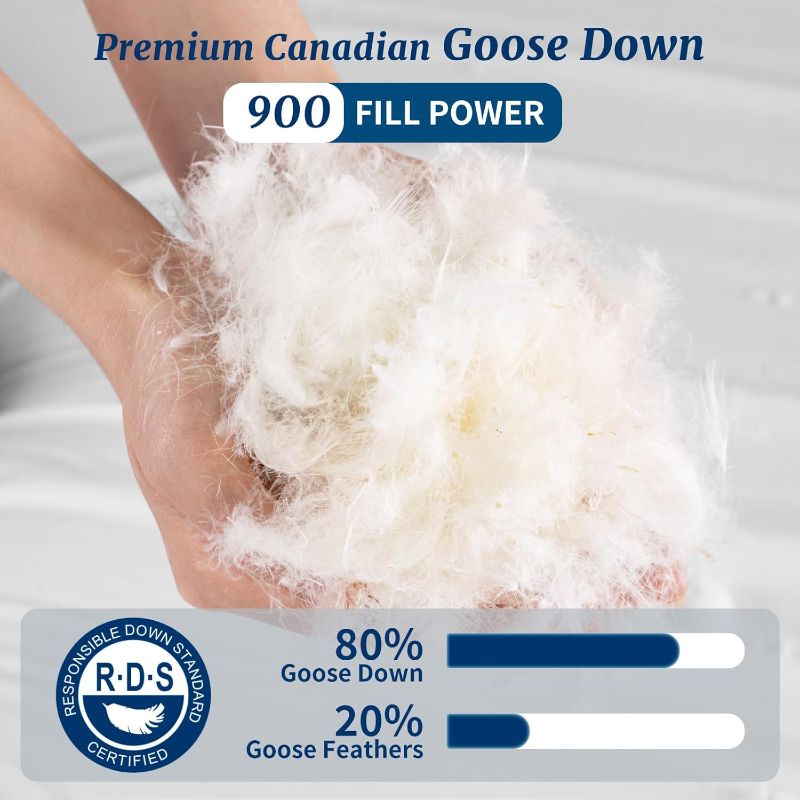 Photo 1 of Canadian Luxury Goose Down Pillow Queen Size - 900 Fill Power, 100% Cotton with Teflon Shell- Ultra Comfort Sleep Pillows - Bed Pillows for Back, Stomach, Side Sleeper(White,Queen(Pack of 1))