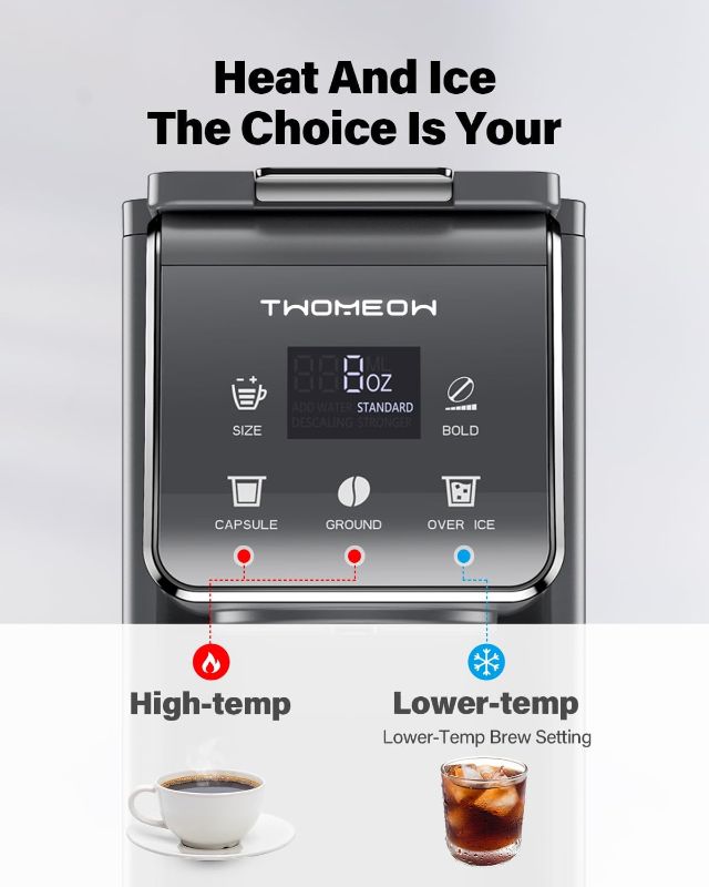 Photo 1 of K Cup Coffee Maker With Bold Setting, Single Serve Hot & Iced Coffee Maker for K-Cup and Grounds, 52oz Removable Reservoir, 6 to14oz Brew Sizes, Pod Coffee Machine With Reusable Filter