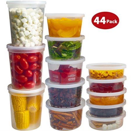 Photo 1 of DuraHome Food Storage Containers with Lids 8oz 16oz 32oz Freezer Deli Cups Combo Pack 44 Sets BPA-Free Leakproof Round Clear Takeout Container Meal