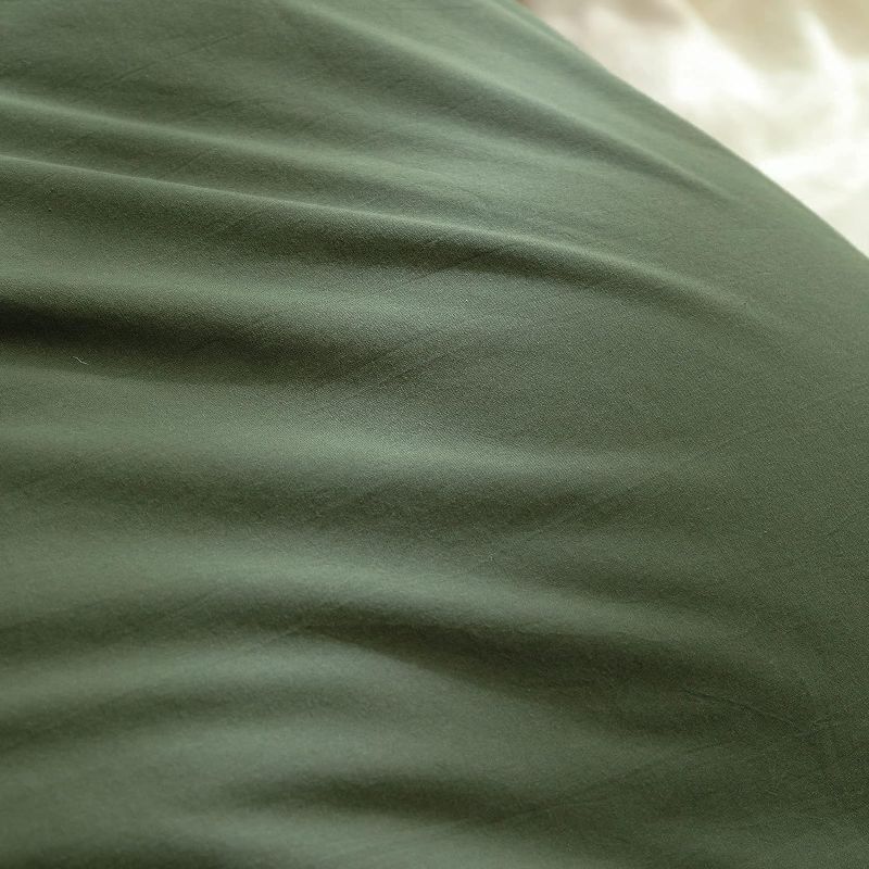 Photo 1 of BESTOUCH Duvet Cover Set 100% Washed Cotton Linen Feel Super Soft Comfortable Chic Lightweight 1 PC Home Bedding Set Olive Green King