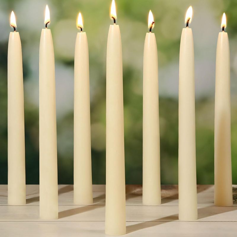 Photo 1 of 9 inch Beeswax Taper Candles,6 Pack Dripless Pure White Beeswax Candle Sticks,10 Hours Long Burning Natural Bees Wax Candles for Home,Unscented Smokeless Tapered Candlesticks